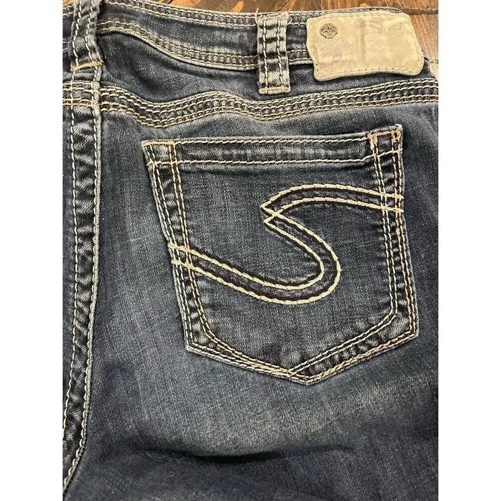 Silver Jeans Aiko Capri Women 33 Thick Stitch Y2K 90s Western Cowgirl Fringe - Picture 10 of 16